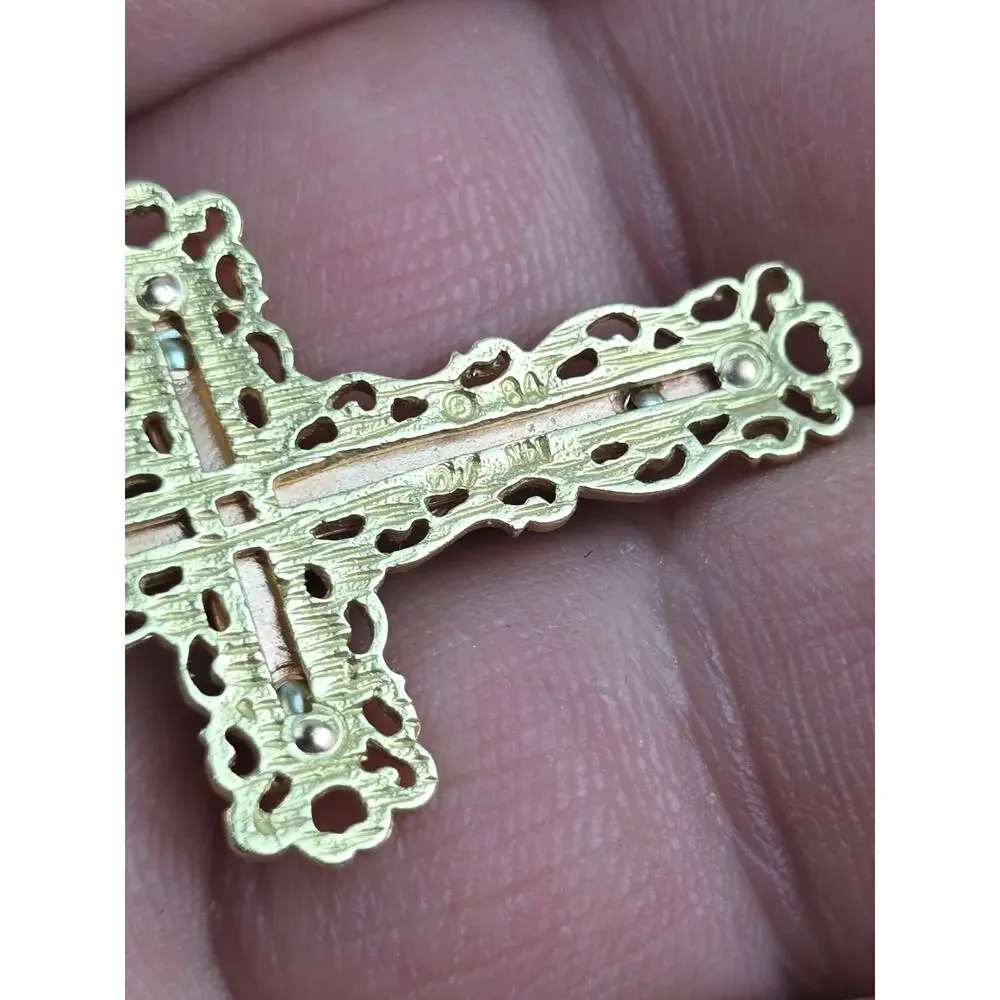 Michael Anthony 14k Tri-Color Gold Cross Crucifix 4.4g. large bale for chain
